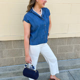Chambray Classic Button Down Top - The Pink Pineapple 850