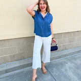 Chambray Classic Button Down Top - The Pink Pineapple 850