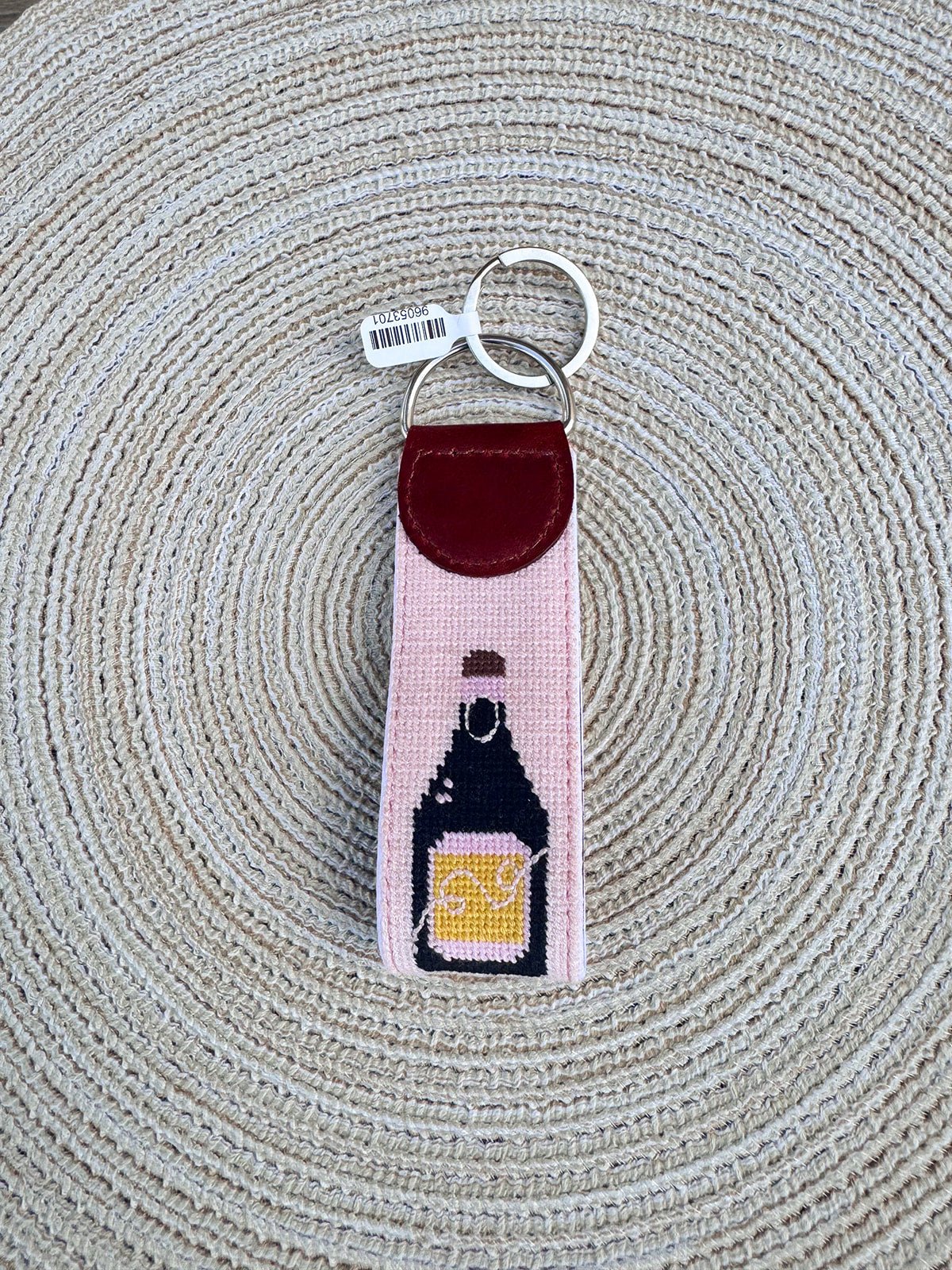 Champagne Needlepoint Keychain - The Pink Pineapple 850