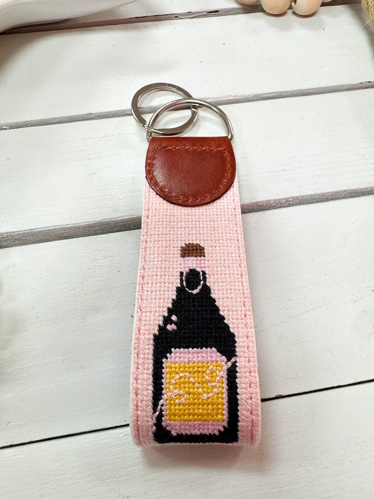 Champagne Needlepoint Keychain - The Pink Pineapple 850