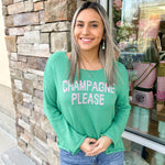 Champagne Please Knit Sweater - Green PREORDER - The Pink Pineapple 850