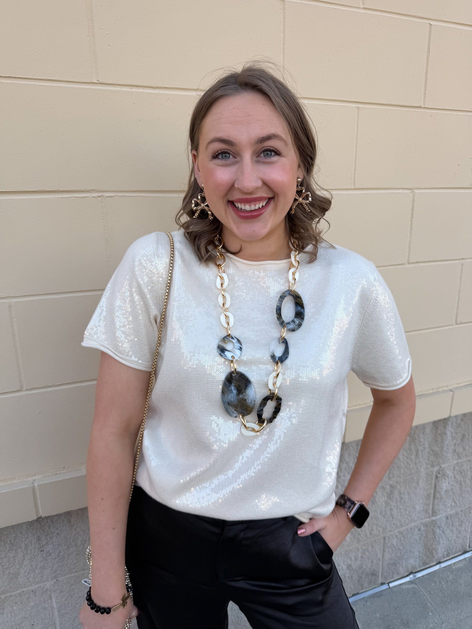 Champagne Whisper Sequin Top - The Pink Pineapple 850