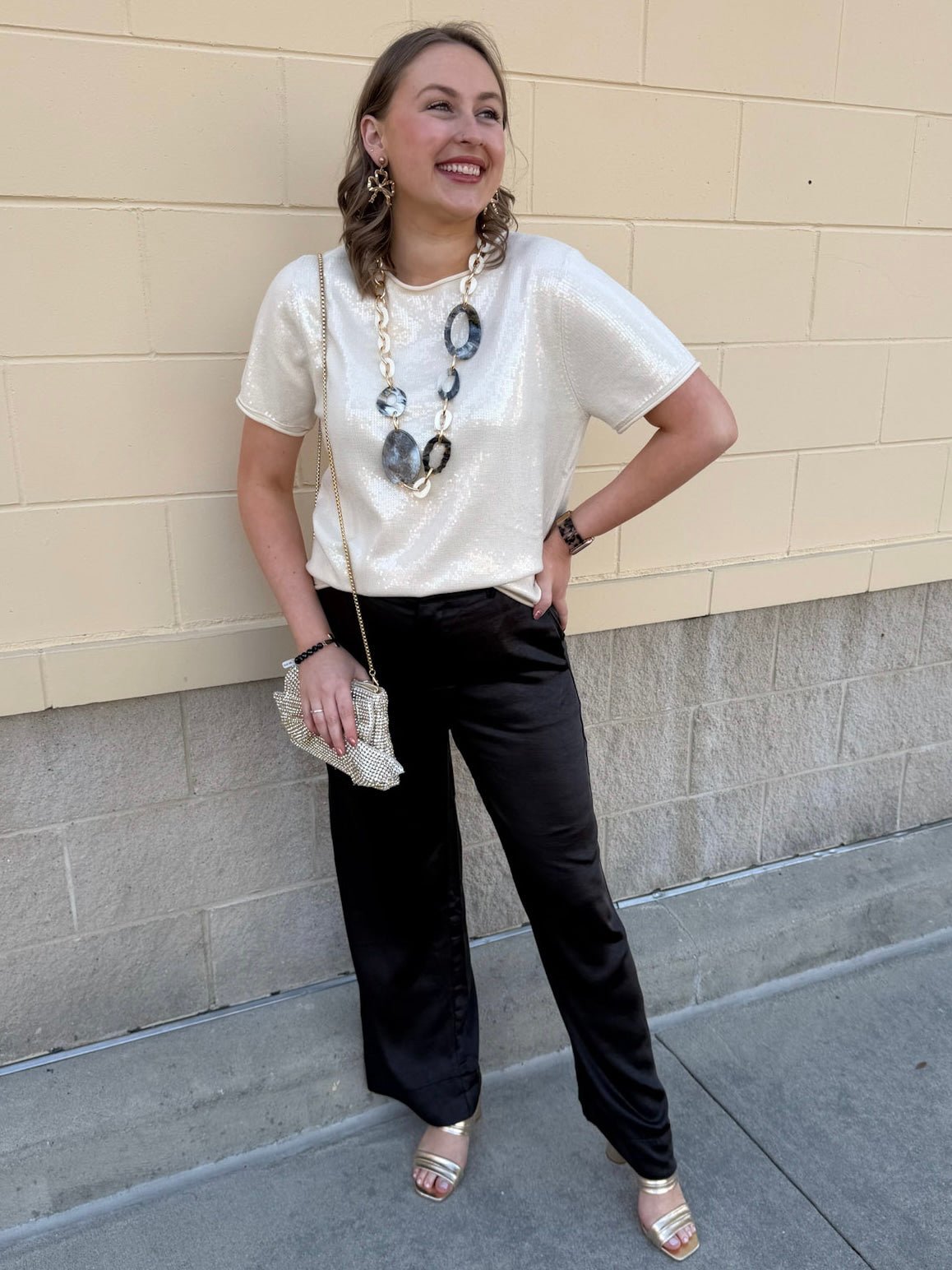 Champagne Whisper Sequin Top - The Pink Pineapple 850