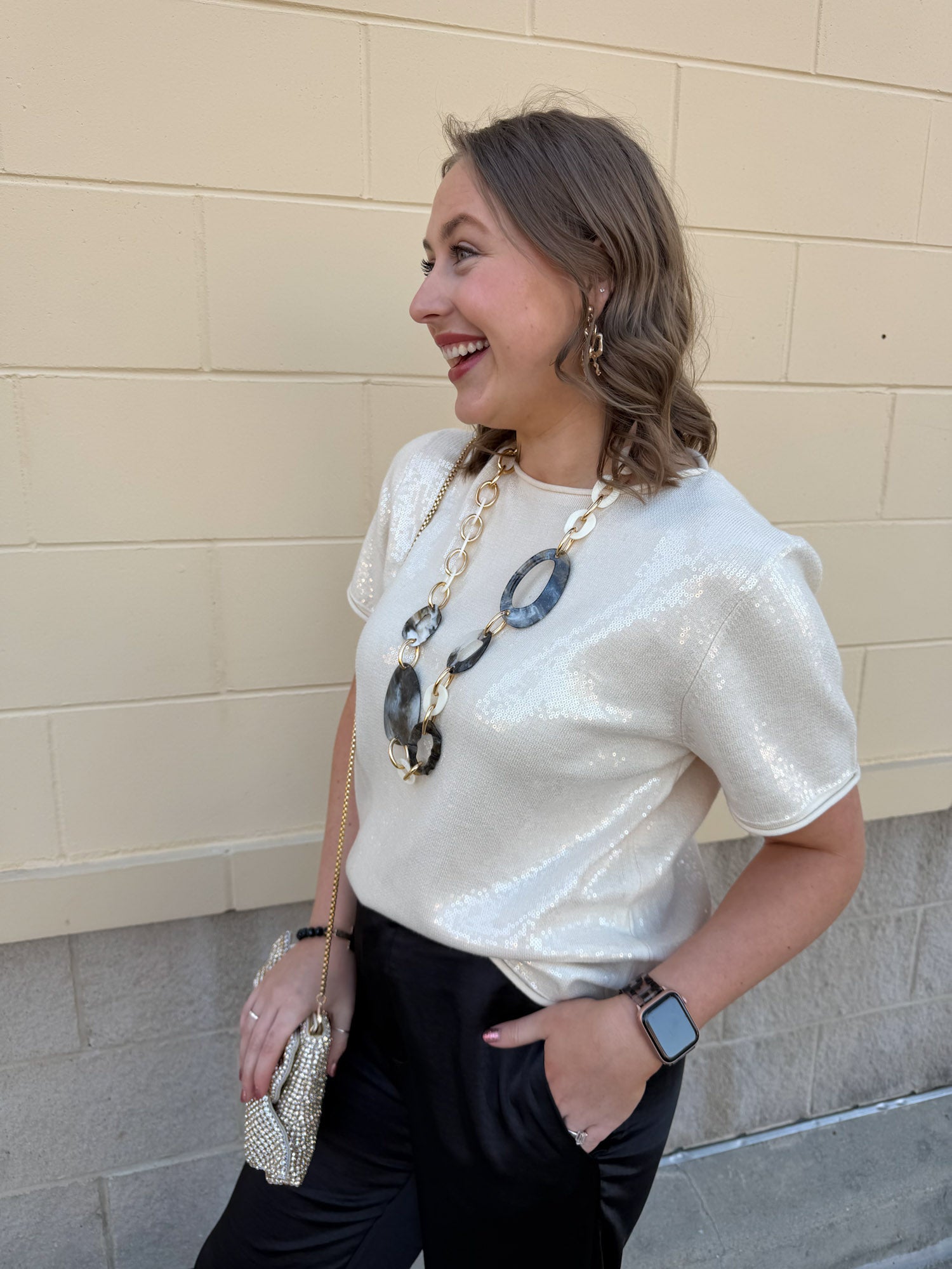 Champagne Whisper Sequin Top - The Pink Pineapple 850