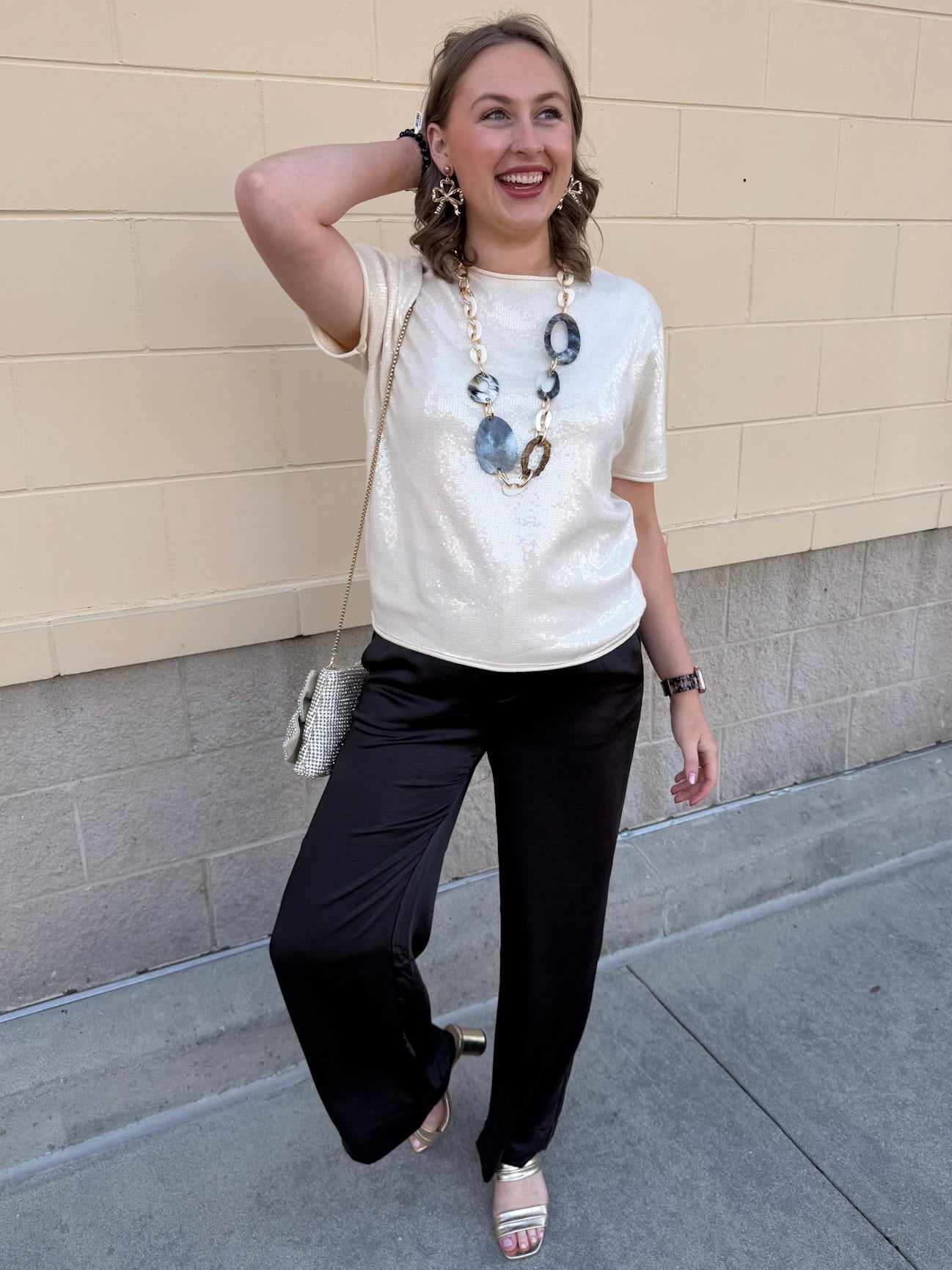 Champagne Whisper Sequin Top - The Pink Pineapple 850