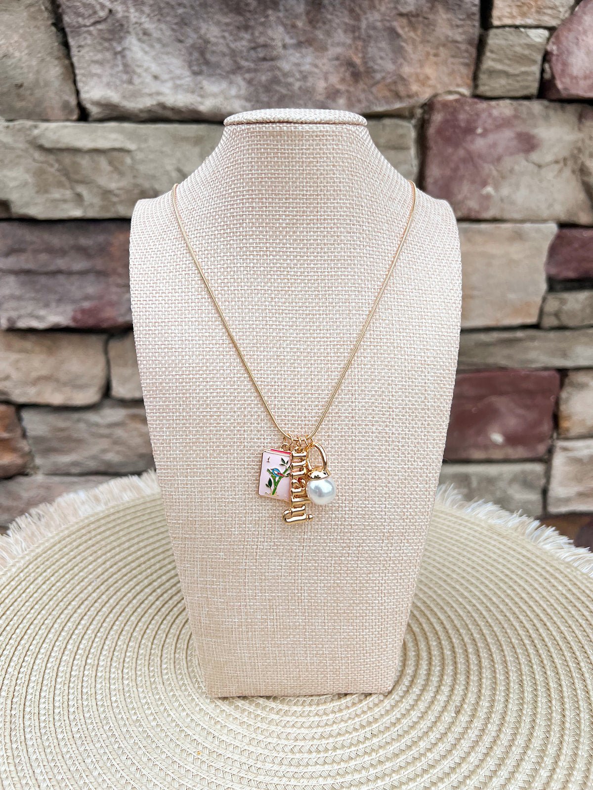 Charm Mahjong Necklace in Shiny Gold - The Pink Pineapple 850