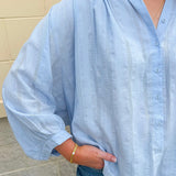 Charming Moment Button Down Top in Blue - The Pink Pineapple 850