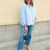 Charming Moment Button Down Top in Blue - The Pink Pineapple 850