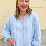 Charming Moment Button Down Top in Blue - The Pink Pineapple 850