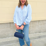 Charming Moment Button Down Top in Blue - The Pink Pineapple 850