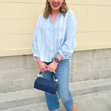 Charming Moment Button Down Top in Blue - The Pink Pineapple 850