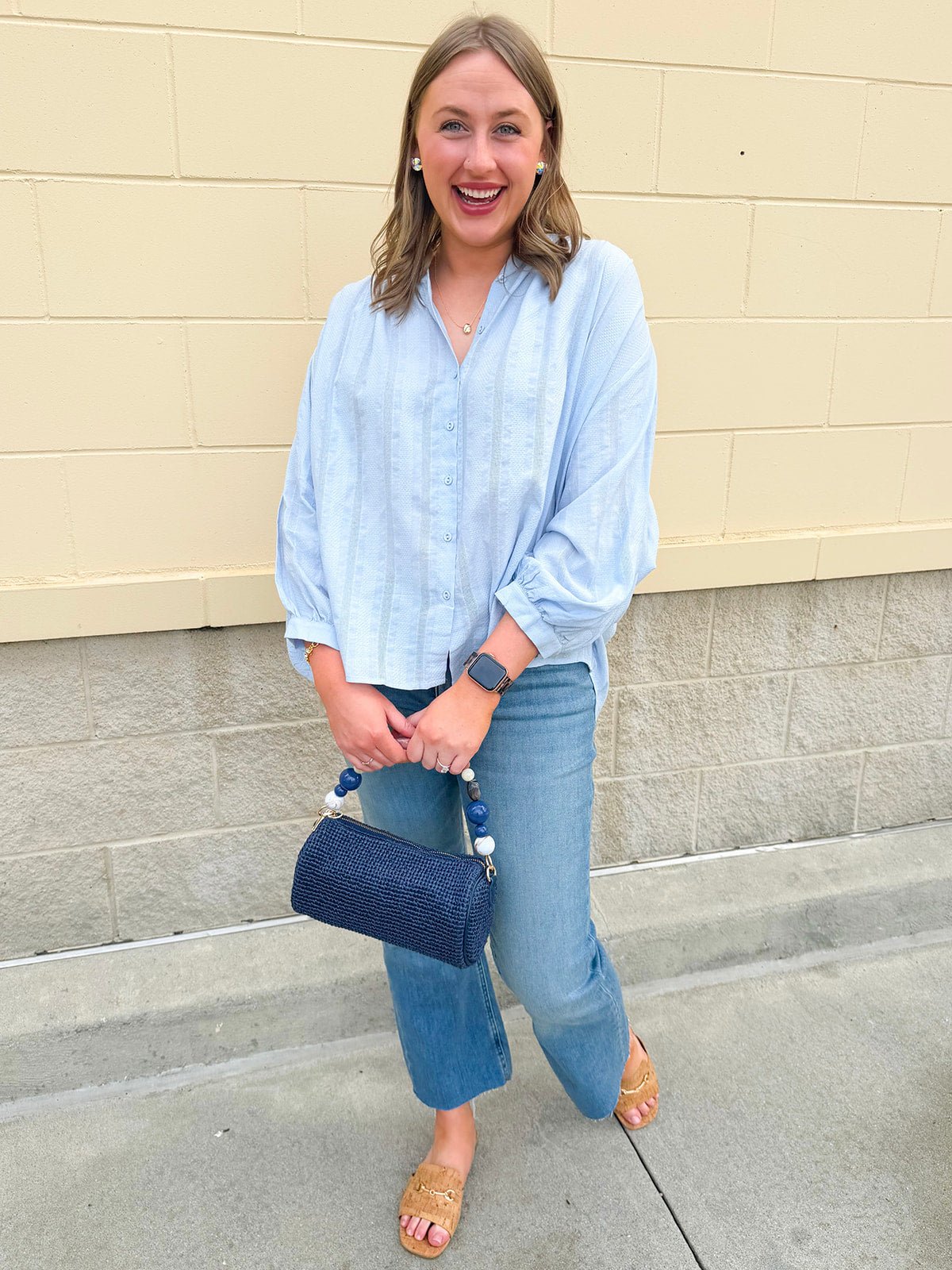 Charming Moment Button Down Top in Blue - The Pink Pineapple 850