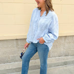 Charming Moment Button Down Top in Blue - The Pink Pineapple 850
