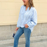Charming Moment Button Down Top in Blue - The Pink Pineapple 850