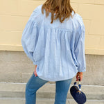 Charming Moment Button Down Top in Blue - The Pink Pineapple 850