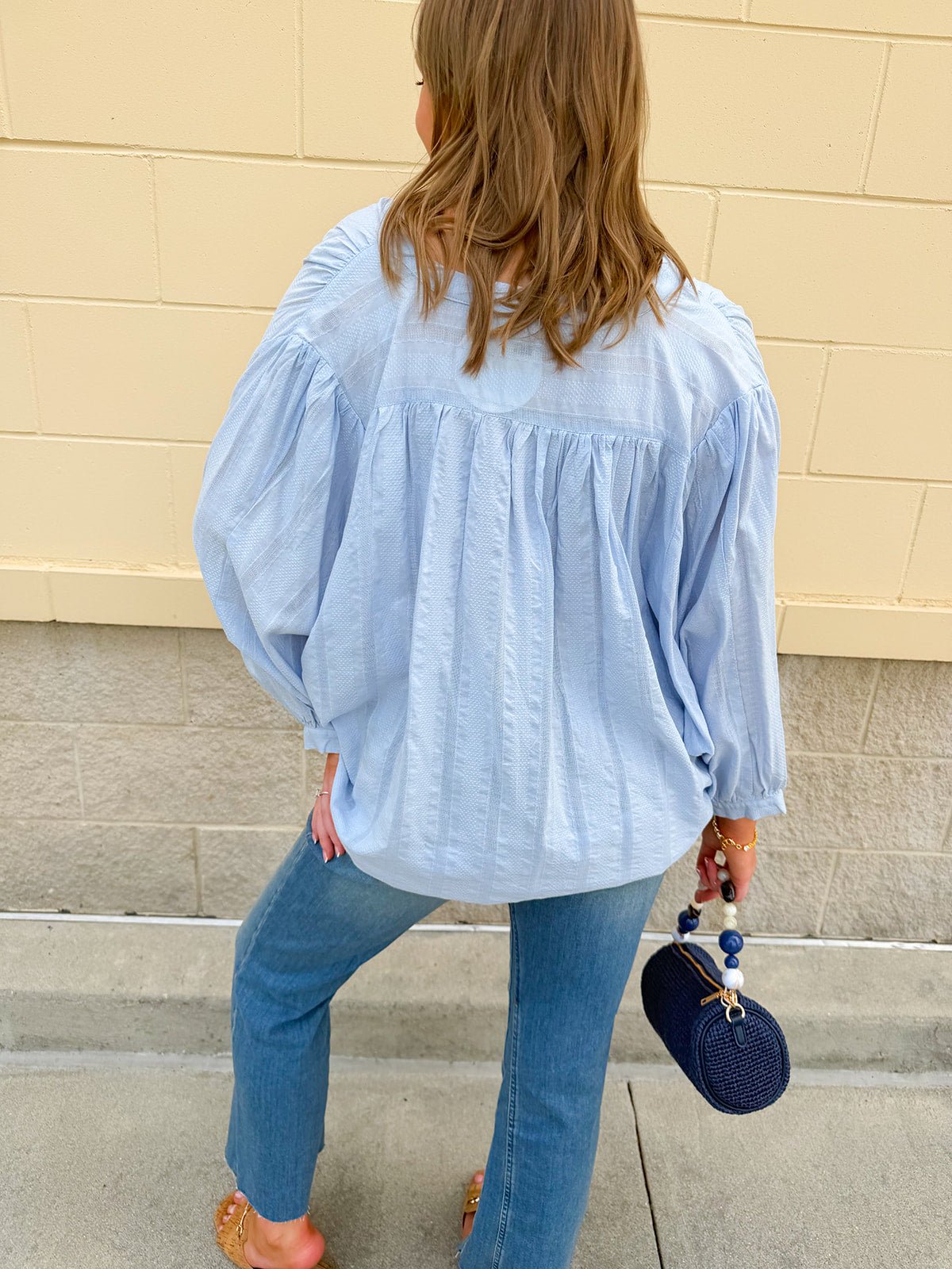 Charming Moment Button Down Top in Blue - The Pink Pineapple 850