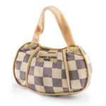 Checker Chewy Vuiton Handbag Squeaker Dog Toy - The Pink Pineapple 850