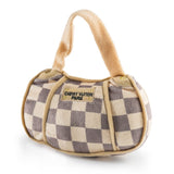 Checker Chewy Vuiton Handbag Squeaker Dog Toy - The Pink Pineapple 850