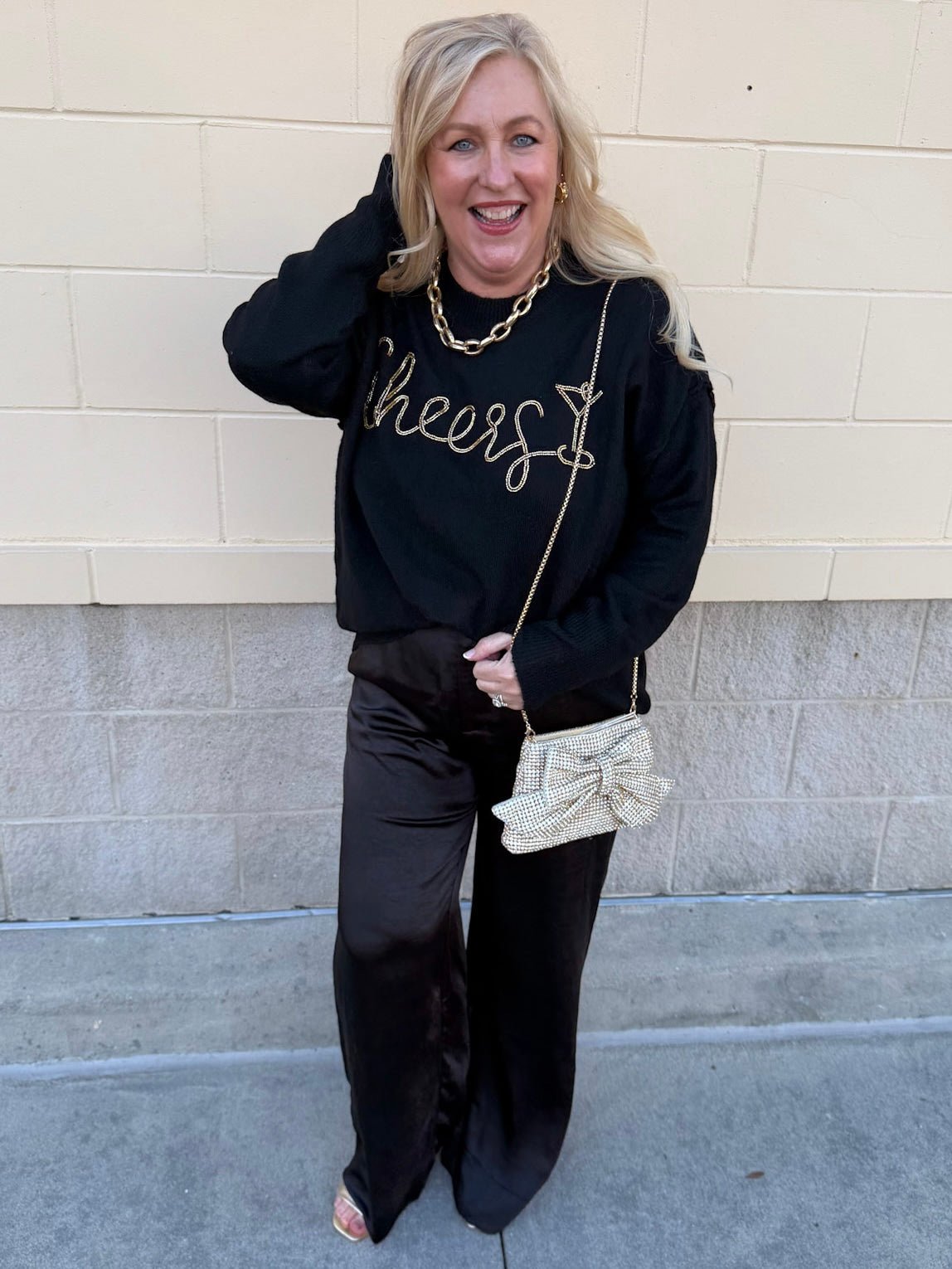 Cheers & Shine Ribbed Sweater in Black - The Pink Pineapple 850