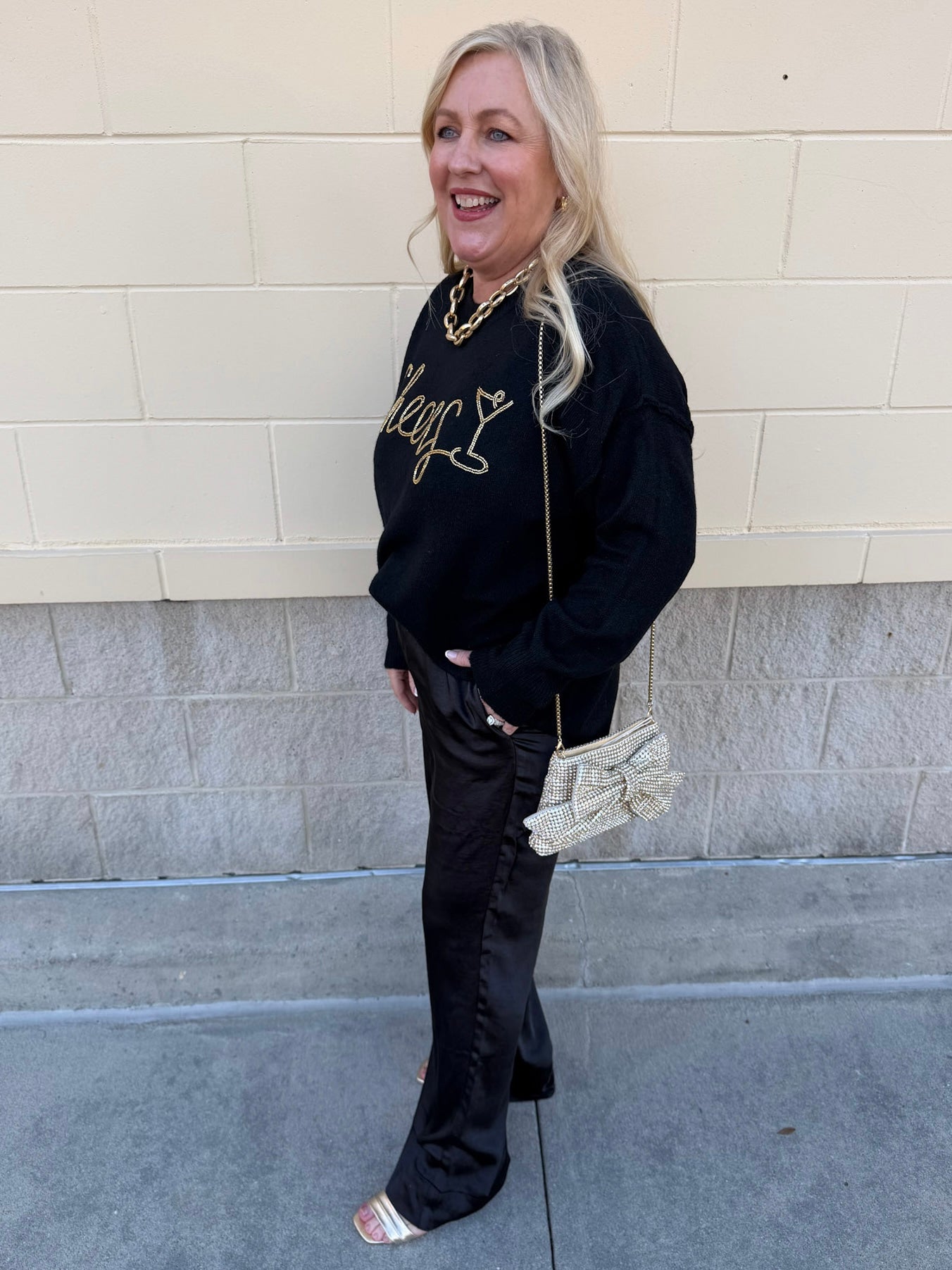 Cheers & Shine Ribbed Sweater in Black - The Pink Pineapple 850