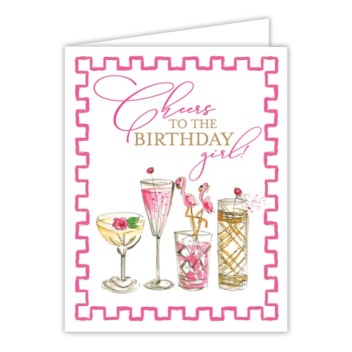 Cheers to the Birthday Girl Cocktail Greeting Card - The Pink Pineapple 850