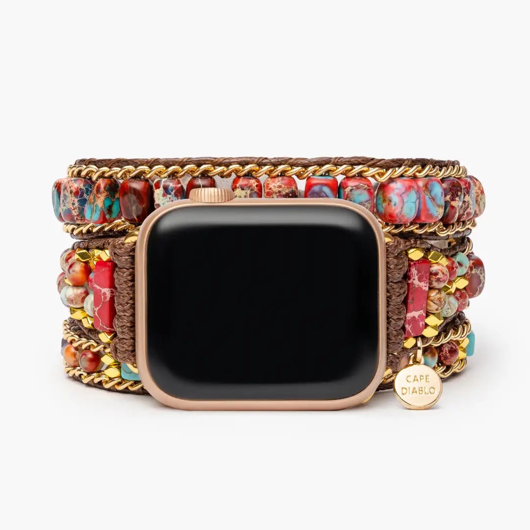 Cherry Emperor Jasper Apple Watch Strap - The Pink Pineapple 850