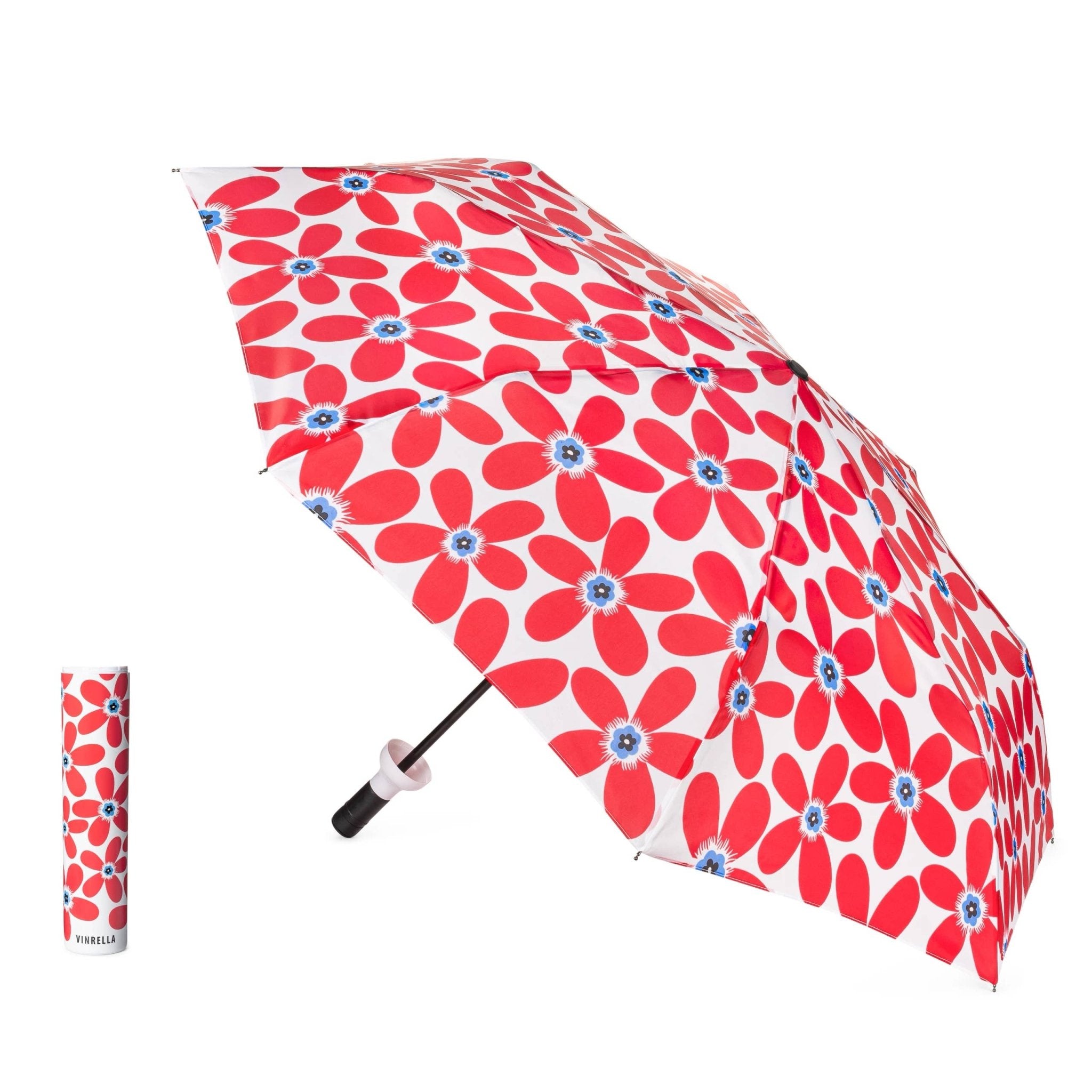 Cherry Pop Red Floral Bottle Umbrella - The Pink Pineapple 850