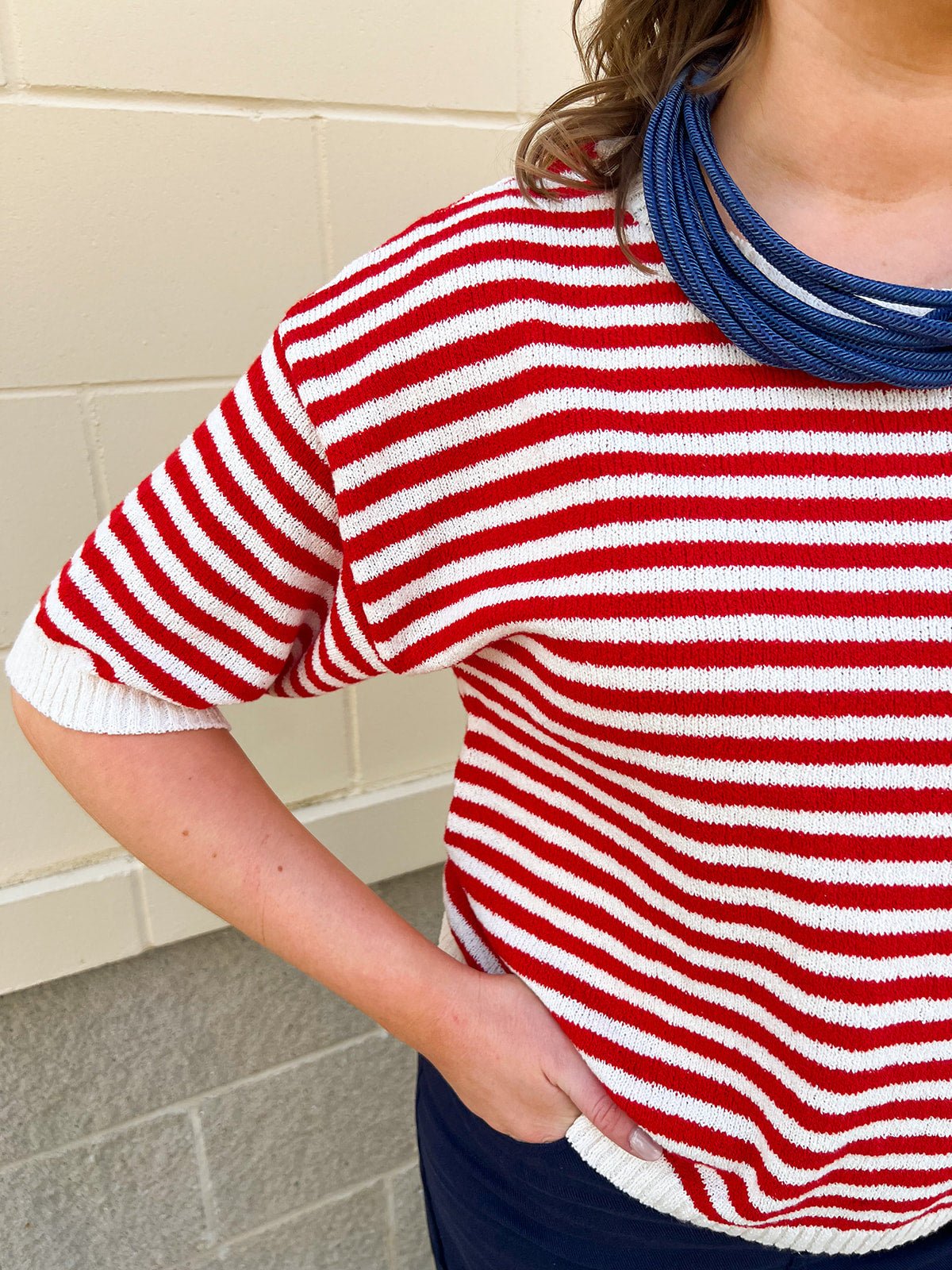 Cherry Stripe Sweater Top - The Pink Pineapple 850