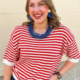 Cherry Stripe Sweater Top - The Pink Pineapple 850