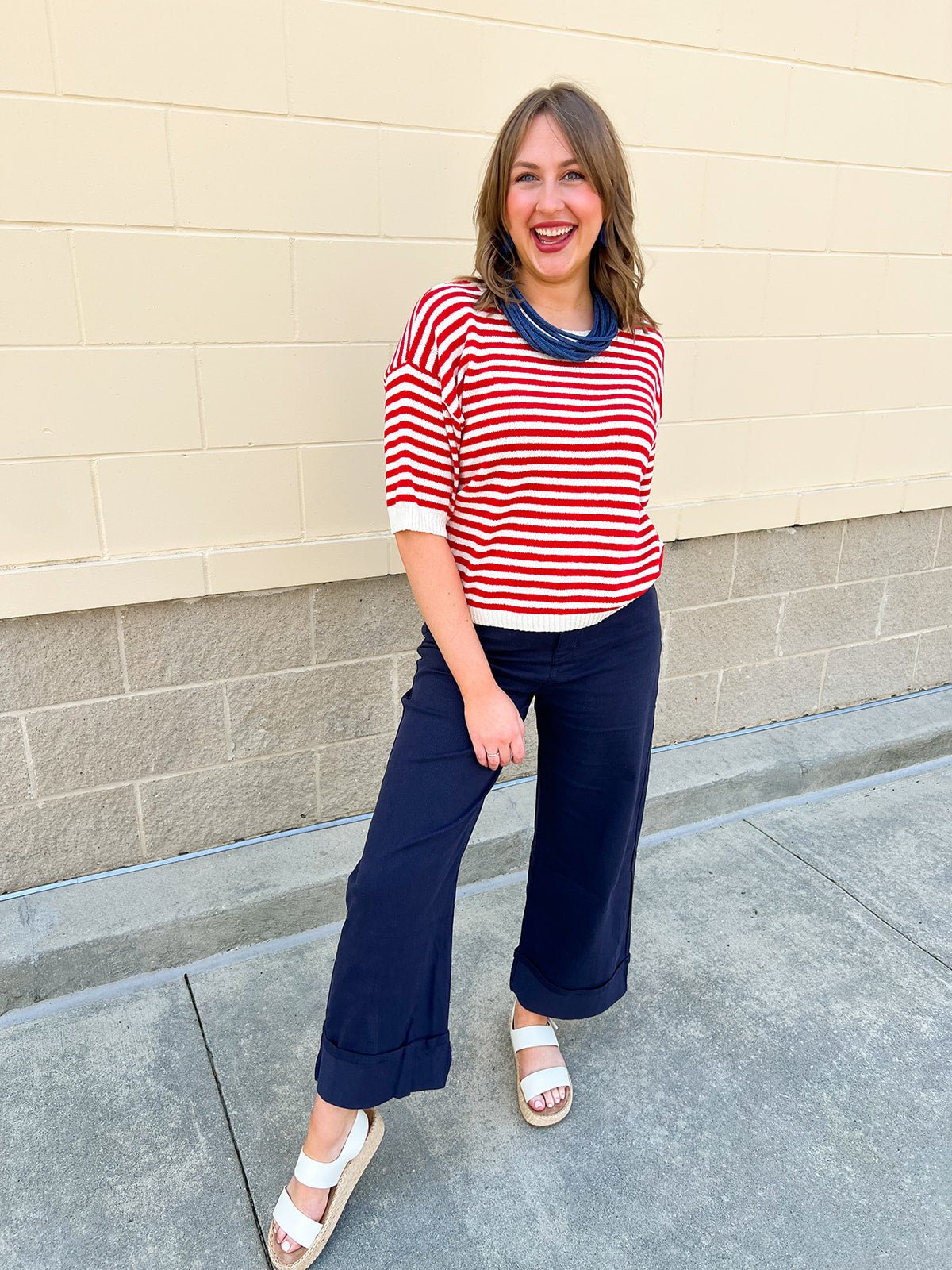 Cherry Stripe Sweater Top - The Pink Pineapple 850