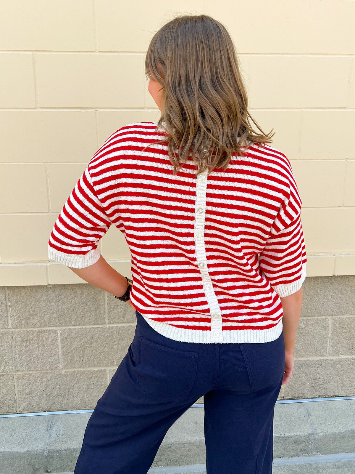 Cherry Stripe Sweater Top - The Pink Pineapple 850