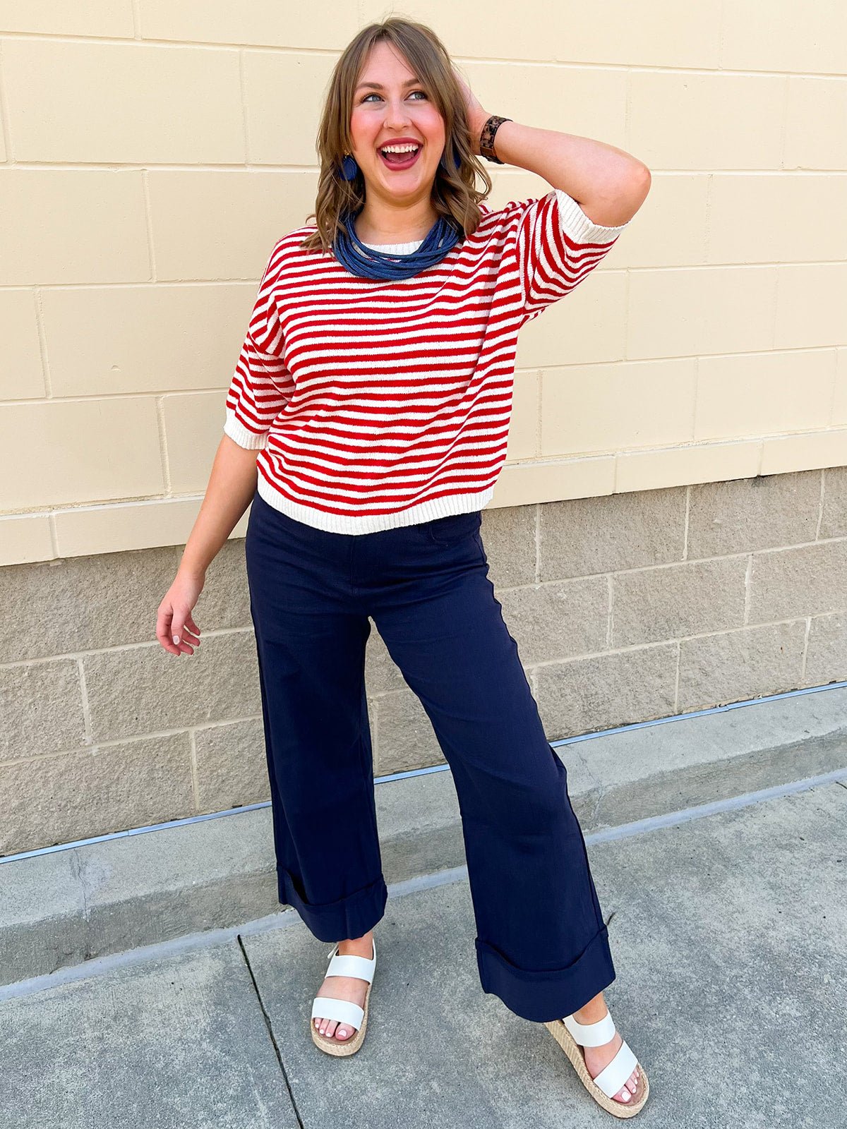 Cherry Stripe Sweater Top - The Pink Pineapple 850