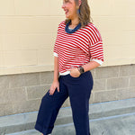 Cherry Stripe Sweater Top - The Pink Pineapple 850