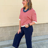 Cherry Stripe Sweater Top - The Pink Pineapple 850