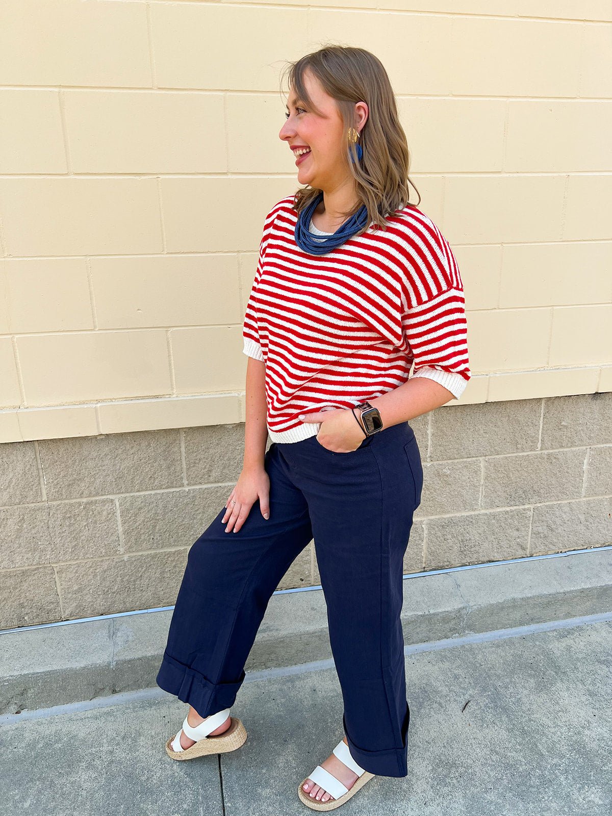 Cherry Stripe Sweater Top - The Pink Pineapple 850