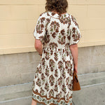 Chestnut Harvest Scalloped Midi Dress - The Pink Pineapple 850