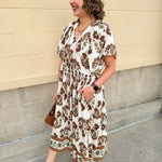 Chestnut Harvest Scalloped Midi Dress - The Pink Pineapple 850