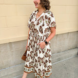 Chestnut Harvest Scalloped Midi Dress - The Pink Pineapple 850