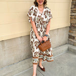 Chestnut Harvest Scalloped Midi Dress - The Pink Pineapple 850