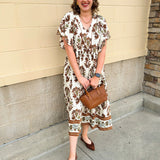 Chestnut Harvest Scalloped Midi Dress - The Pink Pineapple 850