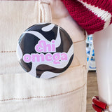 Chi Omega Black and White Wave Button Pin - The Pink Pineapple 850