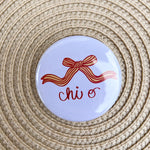 Chi Omega Bow Button Pin - The Pink Pineapple 850