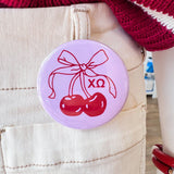 Chi Omega Cherry Button Pin - The Pink Pineapple 850