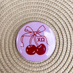 Chi Omega Cherry Button Pin - The Pink Pineapple 850