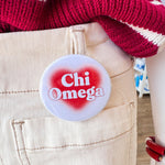 Chi Omega Heart Button Pin - The Pink Pineapple 850