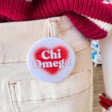 Chi Omega Heart Button Pin - The Pink Pineapple 850