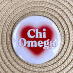 Chi Omega Heart Button Pin - The Pink Pineapple 850