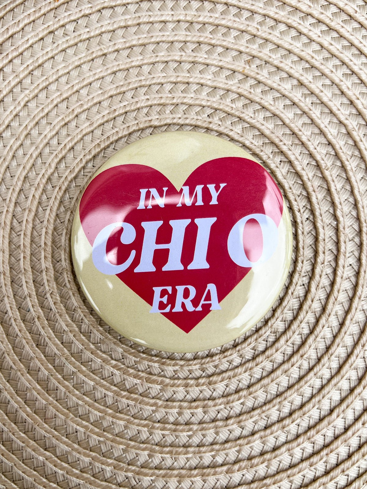 Chi Omega In My Era Button Pin - The Pink Pineapple 850