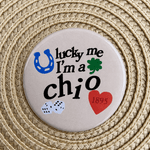 Chi Omega Lucky Me I'm a Chi O Button Pin - The Pink Pineapple 850