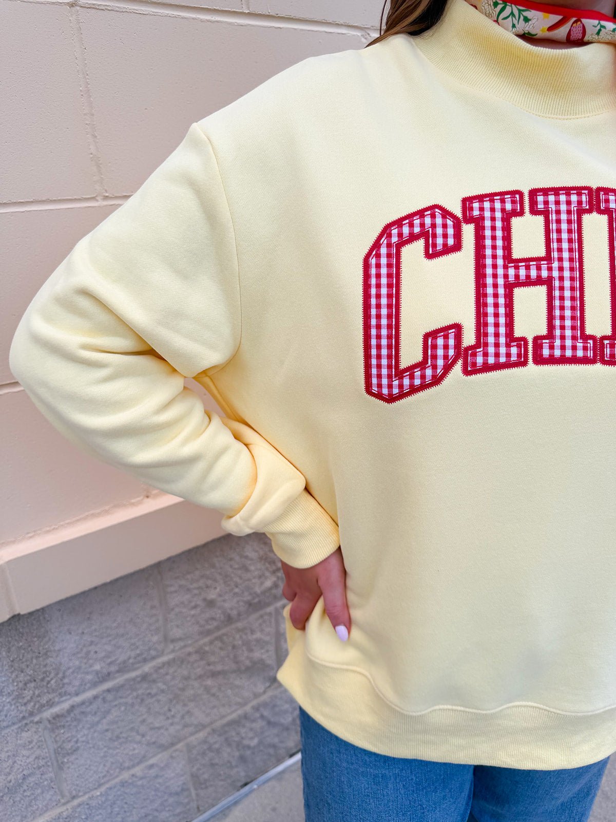 Chi Omega Mock Neck Crewneck - The Pink Pineapple 850